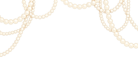Frame of cream-colored pearl necklace