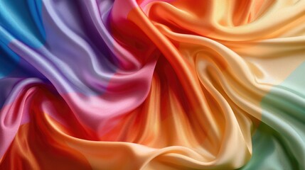 Obraz premium Vibrant multicolored silk fabric with abundant folds