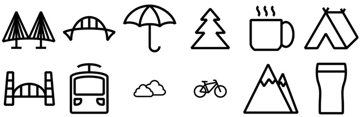 Mega Set Of Vector Pacific Northwest Vector Symbols Apps, Websites Ui Designs Suitable For Bridge,Portland,Nature,Pacific-Northwest,Oregon Infographic Simple Vector Illustration Logo