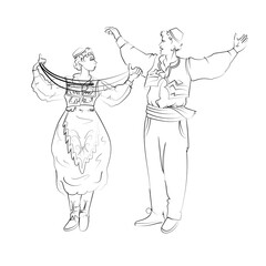 Albanian folk couple dance from Tirana with folk dress
