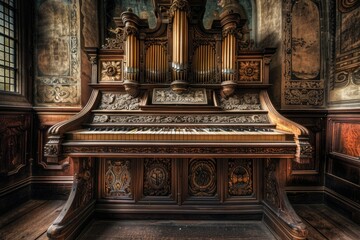 Antique organ in a classic interior, suitable for music or vintage themes