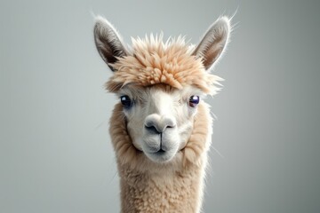 Obraz premium Close up of a llama with a furry head, suitable for various projects