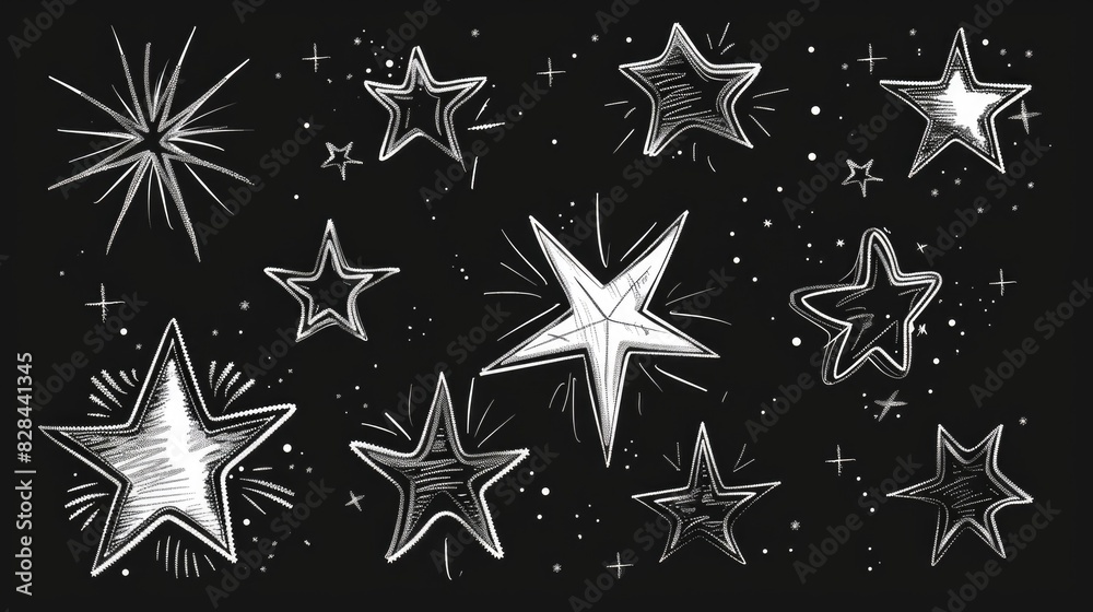 Poster a collection of stars shining against a dark backdrop. ideal for various design projects