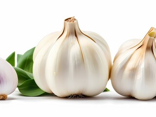 Obraz premium Garlic isolated on white background, kitchen herb, spice, food flavoring