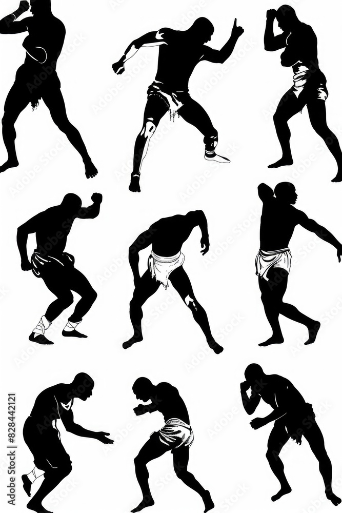 Aufkleber collection of silhouettes showing a man in different poses. ideal for graphic design projects