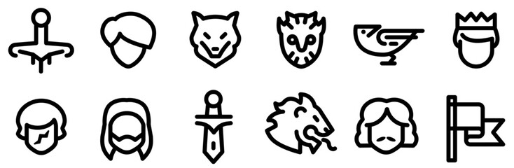 A Collection Of Game Of Thrones Vector Symbols Apps, Websites Ui Designs Suitable For Game-Of-Thrones,Animal,Lannister,Winterfell,Stark Vector Icons Illustration Collection