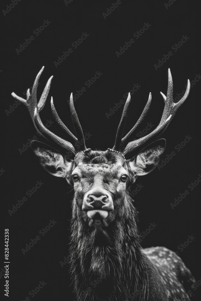 Aufkleber a monochrome image of a deer, suitable for various projects