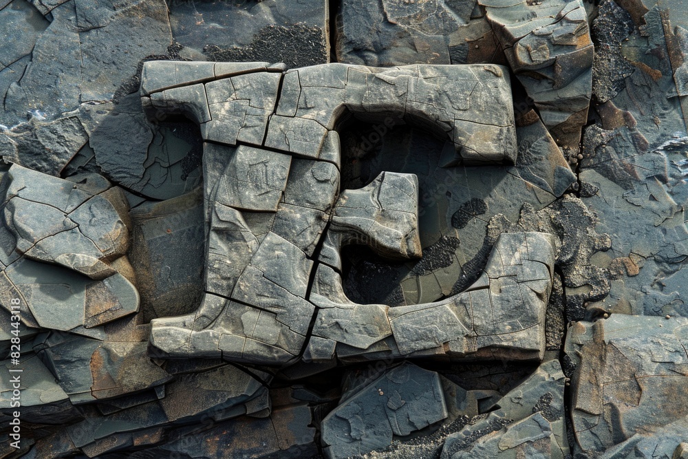 Poster Close-up of a stone wall with the letter 