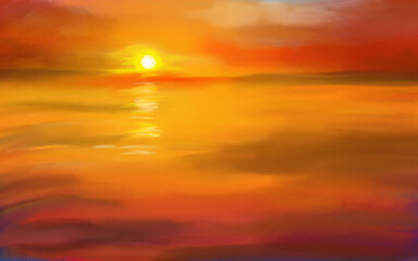 natural view of sunset in the sea