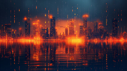 Fototapeta premium Digital generated image of cityscape data.