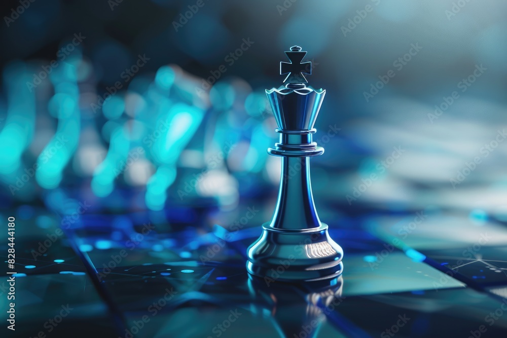 Poster Close up of a chess piece on a chess board. Suitable for strategy and game concepts