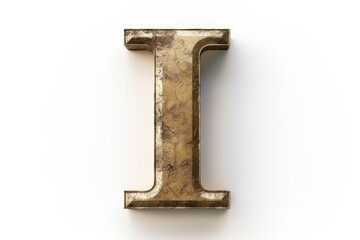 Detailed metal letter on a plain white background. Ideal for design projects