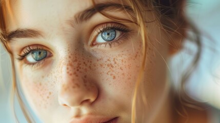 Close up image of a young beautiful girl with Caucasian features - Powered by Adobe