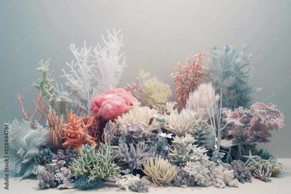 Poster different types of plants displayed on a table, perfect for interior design projects