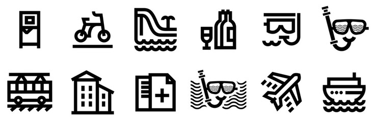 Mega Set Of Vector Diving And Tourism Icons Collection Isolated Silhouette Solid Icons Including Transport,Diving,Sea,Mask,Snorkel Infographic Simple Vector Illustration Logo