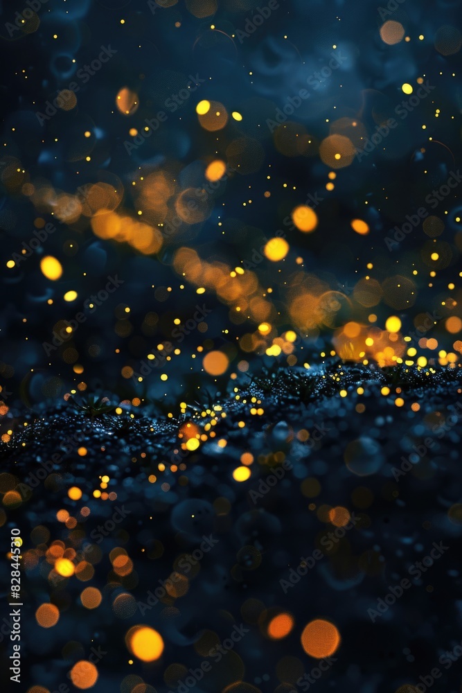 Poster blurry image of a night sky with yellow lights. suitable for backgrounds and abstract designs