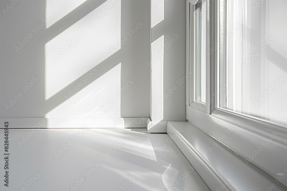Poster simple white room with a window, suitable for various design projects