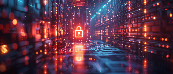 Fototapeta premium Secure Data Access Concept with Digital Lock Interface