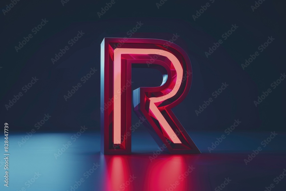 Poster vibrant red neon letter 