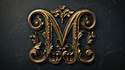 A striking gold letter M against a black backdrop. Perfect for branding and design projects