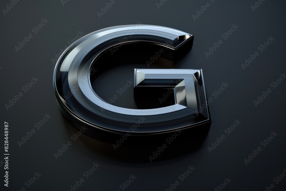 Poster detailed view of the letter g on a dark background. suitable for graphic design projects