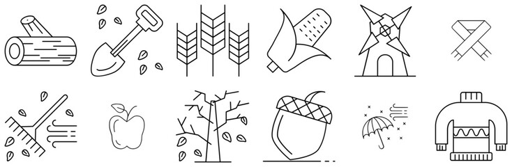 Mega Set Of Vector Autumn Isolated Silhouette Solid Icons With Fall,Lumber,Foliage,Trunk,Autumn Vector Icons Illustration Collection