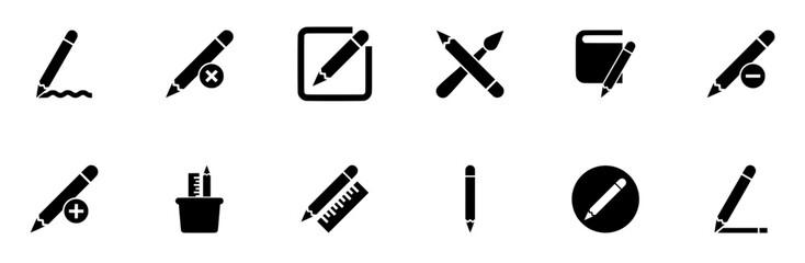 Mega Set Of Vector Pencil Vector Symbols Apps, Websites Ui Designs Suitable For Education,Writing,Edit,Draw,Pencil Set Vector Flat Line Icons