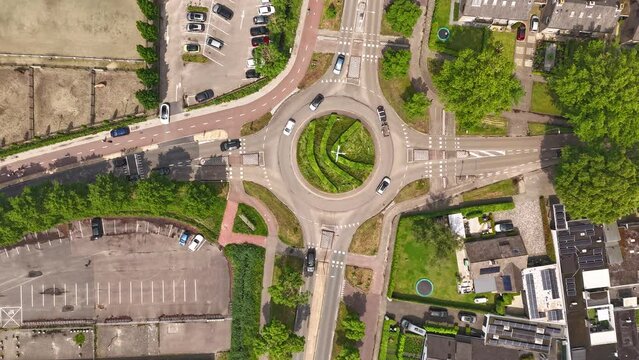 A short hyper lapse taken above a traffic circle in The Netherlands