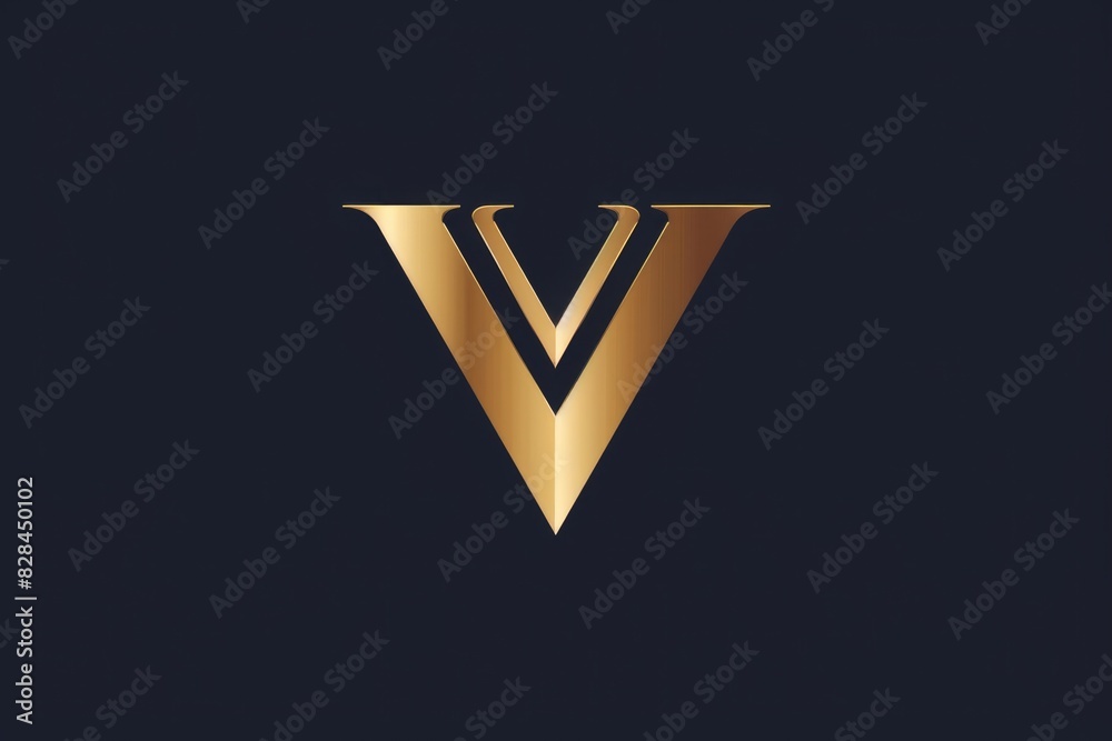 Wall mural a sleek gold v logo on a black background. perfect for branding projects