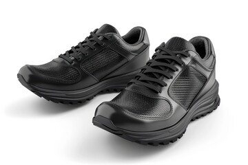 Pair of black shoes on a white surface, suitable for various uses