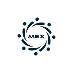 MEX logo. M E X design. White MEX letter. MEX, M E X letter logo design. M E X letter logo design in FIVE, FOUR, THREE, style. letter logo set in one artboard. M E X letter logo vector design.