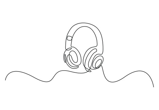 recommend clip art: Continuous one line drawing of headphone speaker. Isolated on white background vector illustration