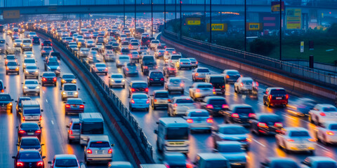 Fototapeta premium Car traffic aerial view