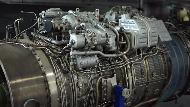 airplane turbine disassembled inside view