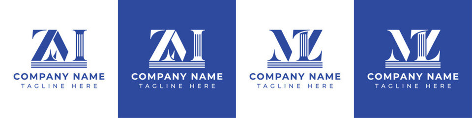 Letters MZ and ZM Pillar Logo, suitable for business with MZ and ZM related to Pillar