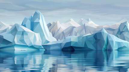 Abstract Arctic landscape with geometric shapes, AI generative