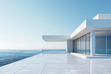 Obraz premium Modern buildings by the lake.Empty architectural background.