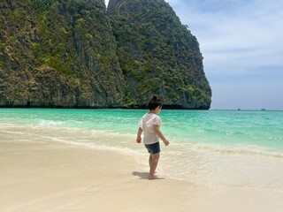 Asian Indian kid at Maya Bay Phi Phi Thailand