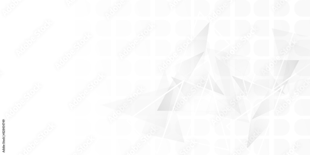Poster Vector White geometric texture background abstract design. Decorative web layout or poster, banner. White, grey background vector design.