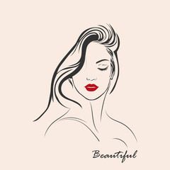 Line drawing captures the subtle details of a woman's face, from the curve of her lips to the arch of her eyebrows