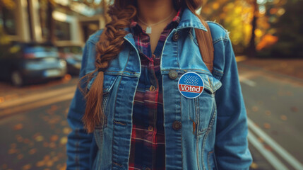 Obraz premium Person Holding Vote Sticker