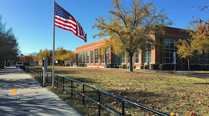 American Flag Flying at Airport