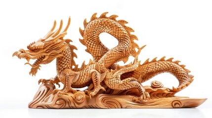 dragon wood carving The most spectacular and meticulous creations Isolated on white background