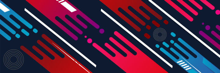 Abstract red and white banner design vector, dynamic sporty horizontal background template for media promotion or web banner