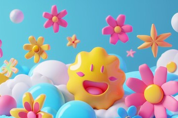 The scene is bright and cheerful, with the character looking happy and carefree