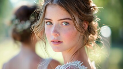 Naklejka premium Woman With a Flower in Her Hair