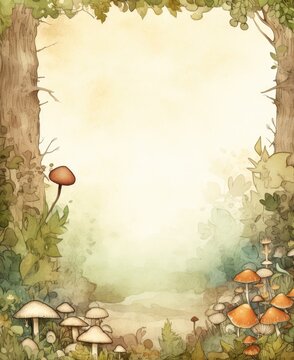 Mushroom forest illustration background