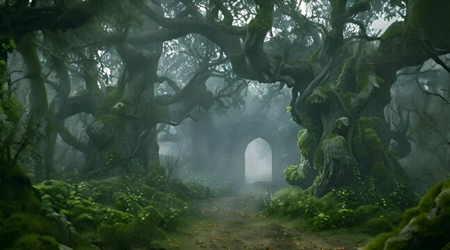 Scary dwarf fairy tale forest