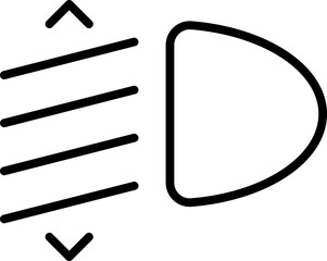 Headlight, light indicator dashboard icon. Vector high beam. Car light symbol. Vector icons of vehicle dashboard indicators. Such symbols include high and low beam and adjustable headlight symbol.