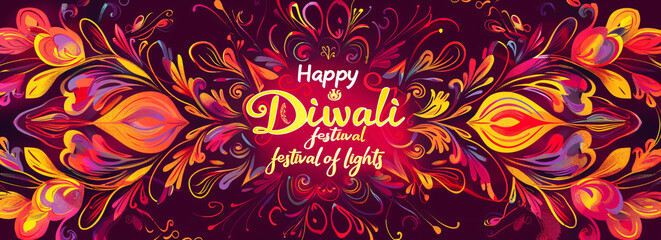 illustation of Diwali festival of lights tradition Diya oil lamps against dark background
A traditional Indian art of decorating the entrance to a house. Diwali festival holiday design. 
